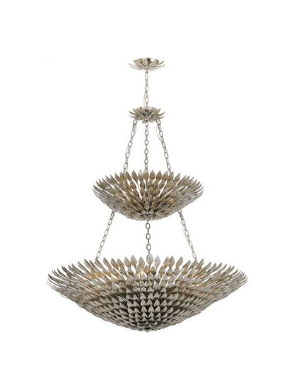 Broche Two Tier 18-Light Chandelier in Antique Silver.